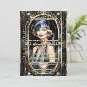 Great Gatsby Theme Flapper Girl 1920er Vintag Einladung (Stehend Vorderseite)