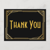 Great Gatsby Vielen Dank Black Gold Art Deco Hochz Postkarte (Vorderseite)
