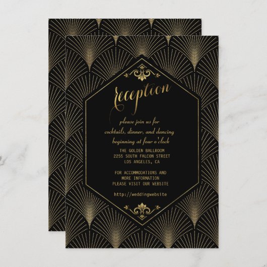 Great Gatsby Vintag Art Deco Hochzeitsempfang Einladung (Vorne/Hinten)
