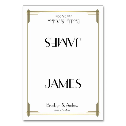 Great Gatsby White Art Deco Hochzeiten Platzkarten Tischnummer (Vorderseite)