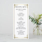 Great Gatsby White Art Deco Wedding Menu Card Menükarte (Stehend Vorderseite)