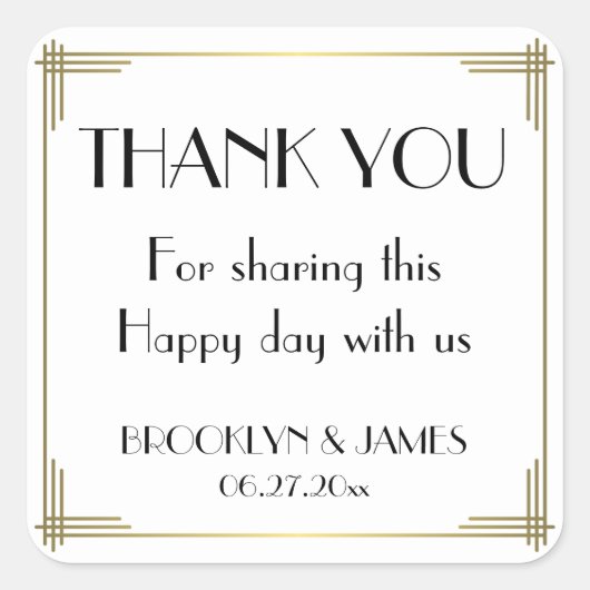 Great Gatsby White Art Deco Wedding Stickers (Vorderseite)