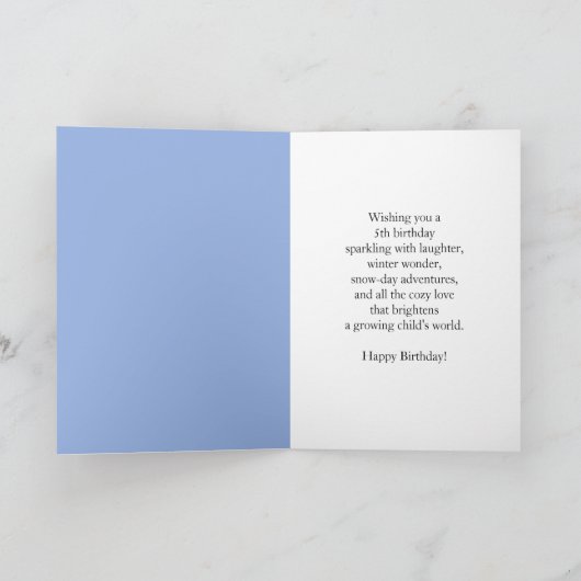 Great Granddaughter 5th Birthday Snowman Snowy Karte (Innenseite)