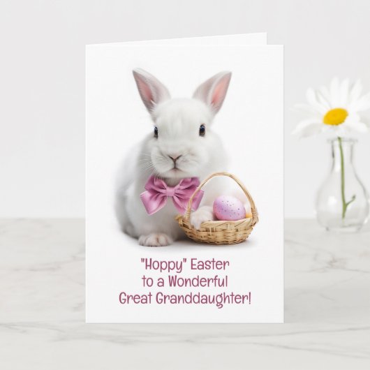 Great Granddaughter Happy Easter Cute White Bunny Karte (Kleine Pflanze)
