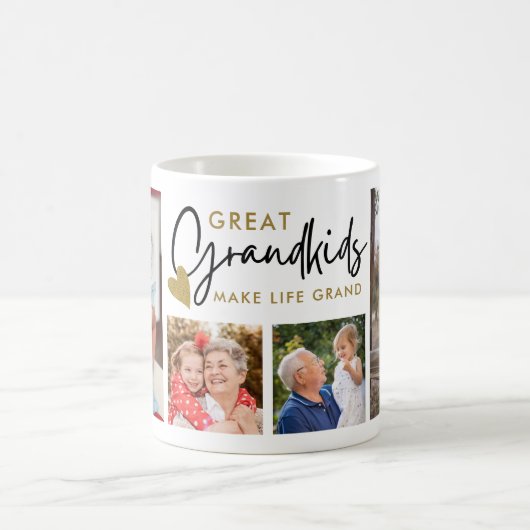 Great Grandkids Make Life Grand 4 Photo Collage Kaffeetasse (Mittel)