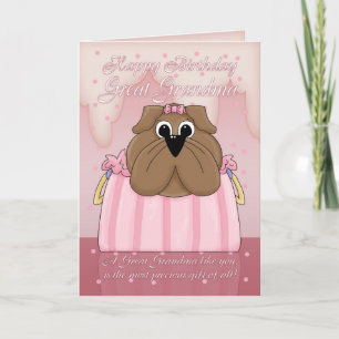 Great Grandma Birthday Card - Cute Bulldog In A Pu Karte