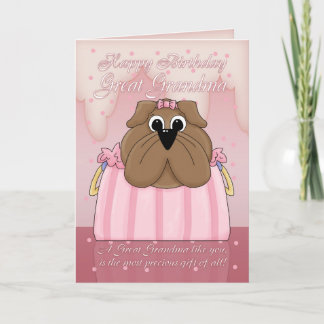 Great Grandma Birthday Card - Cute Bulldog In A Pu Karte