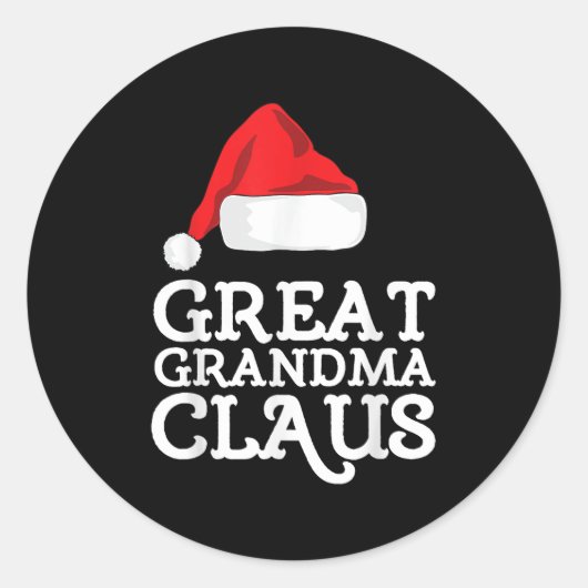 Great Grandma Claus Christmas Santa's Hat Pajama F Runder Aufkleber (Vorderseite)