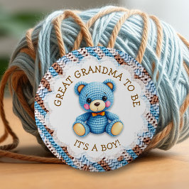 Great Grandma | Crochet Teddy Bear Baby Shower Button