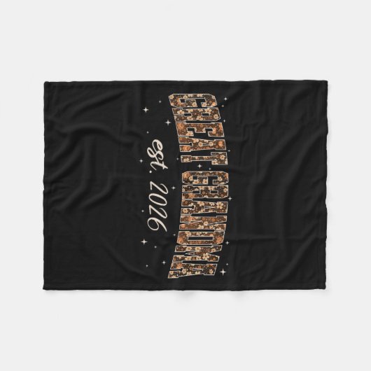 Great Grandma Est 2026 Preppy Floral Fall Pumpkin Fleecedecke (Vorderseite (Horizontal))