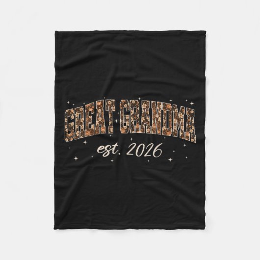 Great Grandma Est 2026 Preppy Floral Fall Pumpkin Fleecedecke (Vorderseite)