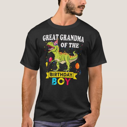 Great grandma Of The Birthday Boy Dinosaur T-Rex F T-Shirt (Vorderseite)