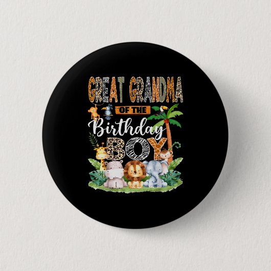 Great Grandma Of The Birthday Boy Jungle Safari An Button (Vorderseite)