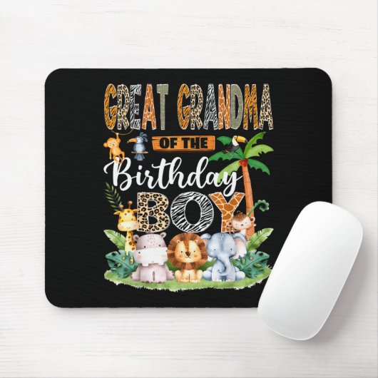 Great Grandma Of The Birthday Boy Jungle Safari An Mousepad (Mit Mouse)