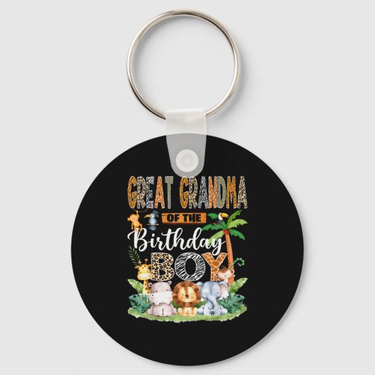 Great Grandma Of The Birthday Boy Jungle Safari An Schlüsselanhänger (Vorderseite)