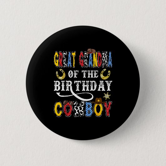 Great Grandma Of The Birthday Cowboy Western Rodeo Button (Vorderseite)