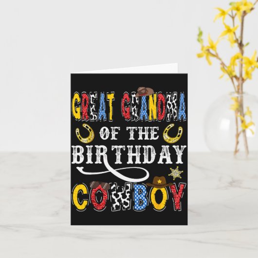 Great Grandma Of The Birthday Cowboy Western Rodeo Karte (Gelbe Blume)