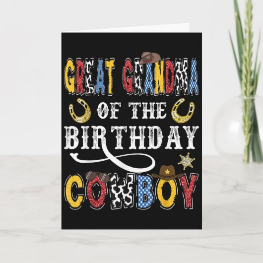 Great Grandma Of The Birthday Cowboy Western Rodeo Karte (Vorderseite)