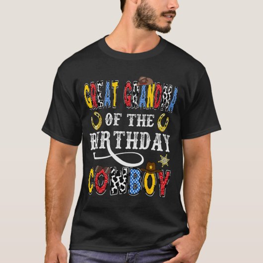 Great Grandma Of The Birthday Cowboy Western Rodeo T-Shirt (Vorderseite)