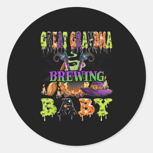 Great Grandma Of The Brewing Baby Halloween Baby S Runder Aufkleber (Vorderseite)