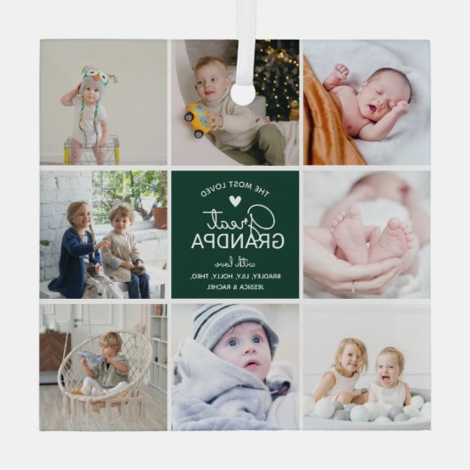 GREAT GRANDPA "die beliebteste" Foto Collage Ornament Aus Glas (Rückseite)