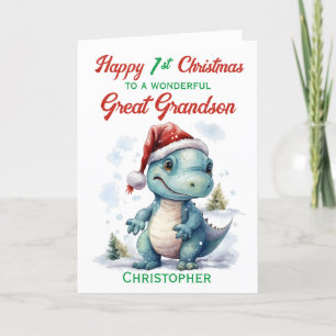 Great Grandson 1st Christmas Dinosaurier Feiertagskarte