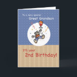 Great Grandson 2. Teddy Bar Balloon Geburtstag Karte<br><div class="desc">Grün,  blau,  gelb und orange Konfetti fallen auf einen Teddybär mit einem Ballon bereit,  um Ihren Großen Enkel auf seinem 2. Geburtstag zu umarmen. Ein wunderbares Design für einen kleinen Jungen.</div>