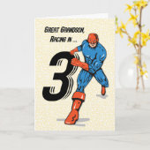 Great Grandson 3. Geburtstag Superhero Karte (Gelbe Blume)