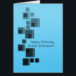 Great Grandson Abstract Design Blue Birthday Card<br><div class="desc">Eine einfache Karte,  die zum Geburtstag Ihres Urenkelns passt. Schwarz-Graue Quadrate auf einem schlicht blauen Hintergrund. Eine einfache,  aber sehr elegante Karte,  um Ihrem Urenkel einen guten Geburtstag zu wünschen.</div>