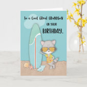 Great Grandson Birthday Beach Funny Cool Raccoon Karte (Gelbe Blume)