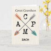 Great Grandson Camp Personalialize Name Arrows Karte (Gelbe Blume)