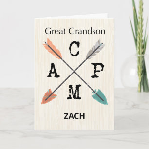 Great Grandson Camp Personalialize Name Arrows Karte