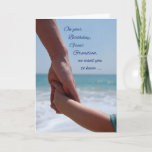 Great Grandson Child Birthday Holding Hands Beach Karte<br><div class="desc">Feiern Sie heute mit dieser Karte ein besonderes Ereignis mit einem Erwachsenen,  der ein Kind auf dem Cover hält. Eine schöne Karte,  um Geburtstagsgrüße an Ihren geschätzten und geliebten Urenkel heute senden.</div>