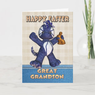 Great Grandson Easter Card - Denim Dragon Schokola Feiertagskarte