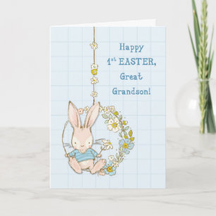 Great Grandson Erster Ostern Niedlich Bunny Blume Karte
