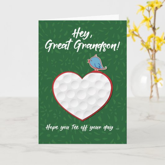 Great Grandson Golf Sport Herz Valentine Preteen Karte (Gelbe Blume)