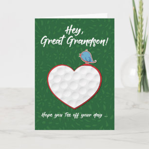 Great Grandson Golf Sport Herz Valentine Preteen Karte