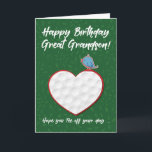 Great Grandson Golf Sports Heart Geburtstag Karte<br><div class="desc">Schicken Sie Ihrem Ur-Enkel ein Loch in einem Geburtstag,  das mit dieser Geburtstagskarte inspiriert wird,  mit einem Golfball,  der auf der Vorderseite ein strukturiertes Herz bildet.</div>