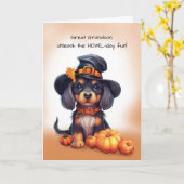 Great Grandson Halloween Black Dog mit Hut Karte (Gelbe Blume)