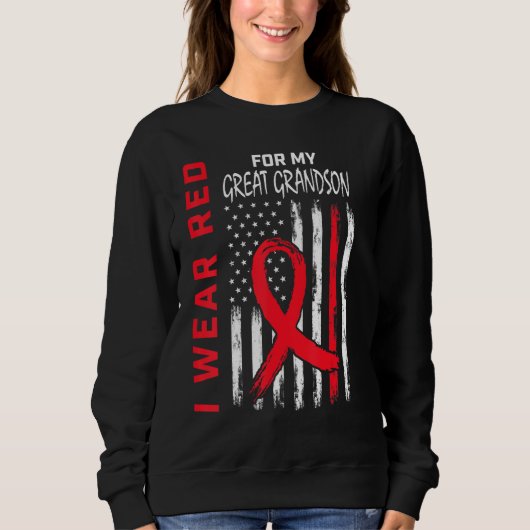 Great Grandson Heart Disease Awareness Flag Matchi Sweatshirt (Vorderseite)
