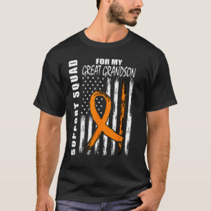 Great Grandson Leukemia Awareness USA Flag Support T-Shirt