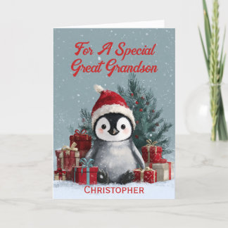 Great Grandson Niedlich Baby Penguin Feiertagskarte