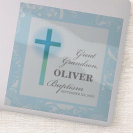 Great Grandson Taufe Blue Lace Personalisiert Aufkleber