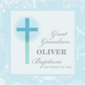 Great Grandson Taufe Blue Lace Personalisiert Aufkleber (Vorderseite)