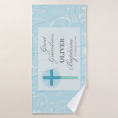 Great Grandson Taufe Blue Lace Personalisiert Badehandtuch (Badehandtuch)