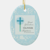Great Grandson Taufe Blue Lace Personalisiert Keramik Ornament (Hinten)