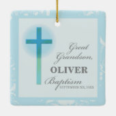 Great Grandson Taufe Blue Lace Personalisiert Keramikornament (Rückseite)