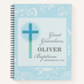 Great Grandson Taufe Blue Lace Personalisiert Notizblock (Vorderseite)