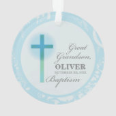 Great Grandson Taufe Blue Lace Personalisiert Ornament (Rückseite)