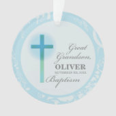 Great Grandson Taufe Blue Lace Personalisiert Ornament (Vorderseite)